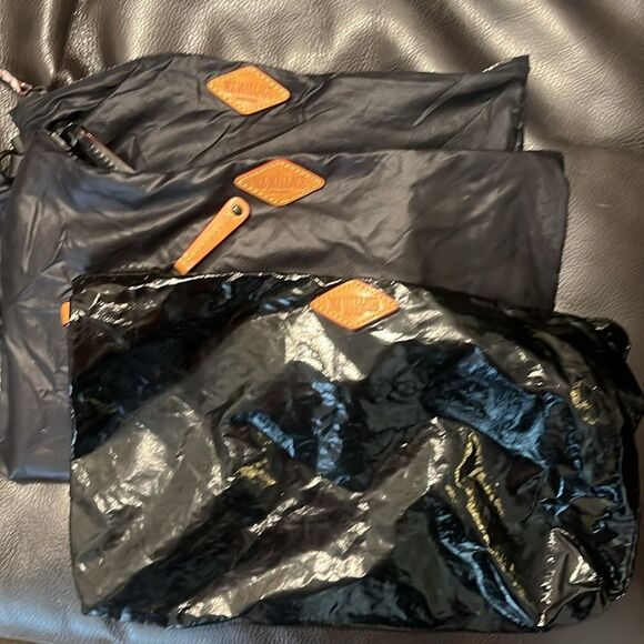 MZ WALLACE Shiny Black Pouch with Brown Accent three included - Picture 10 of 10